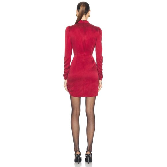 Zimmermann Draped Mini Dress in Garnet 2/Medium New Womens Long Sleeve Silk - Picture 2 of 16